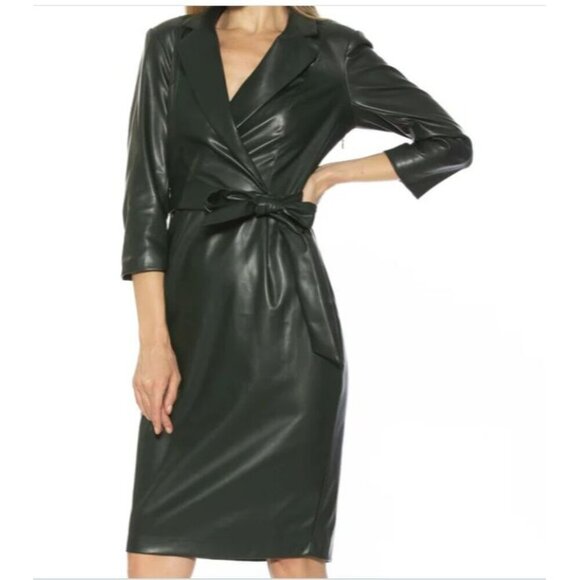 ALEXIA ADMOR Black Jacqueline Edgy Executive Vegan Leather Sheath Dress Size: 8 - Picture 4 of 12